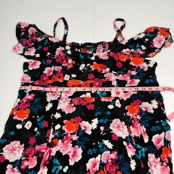 Torrid Floral Cold Shoulder Ruffle Midi Dress Size 3 (3X) - Picture 5 of 9